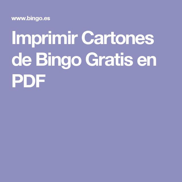imprimir cartones de bingo pdf